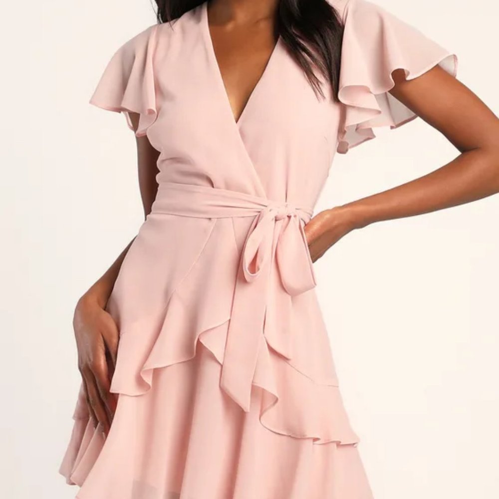 Lulu's pink xs Sweet Like You Blush Ruffled Mini Dress